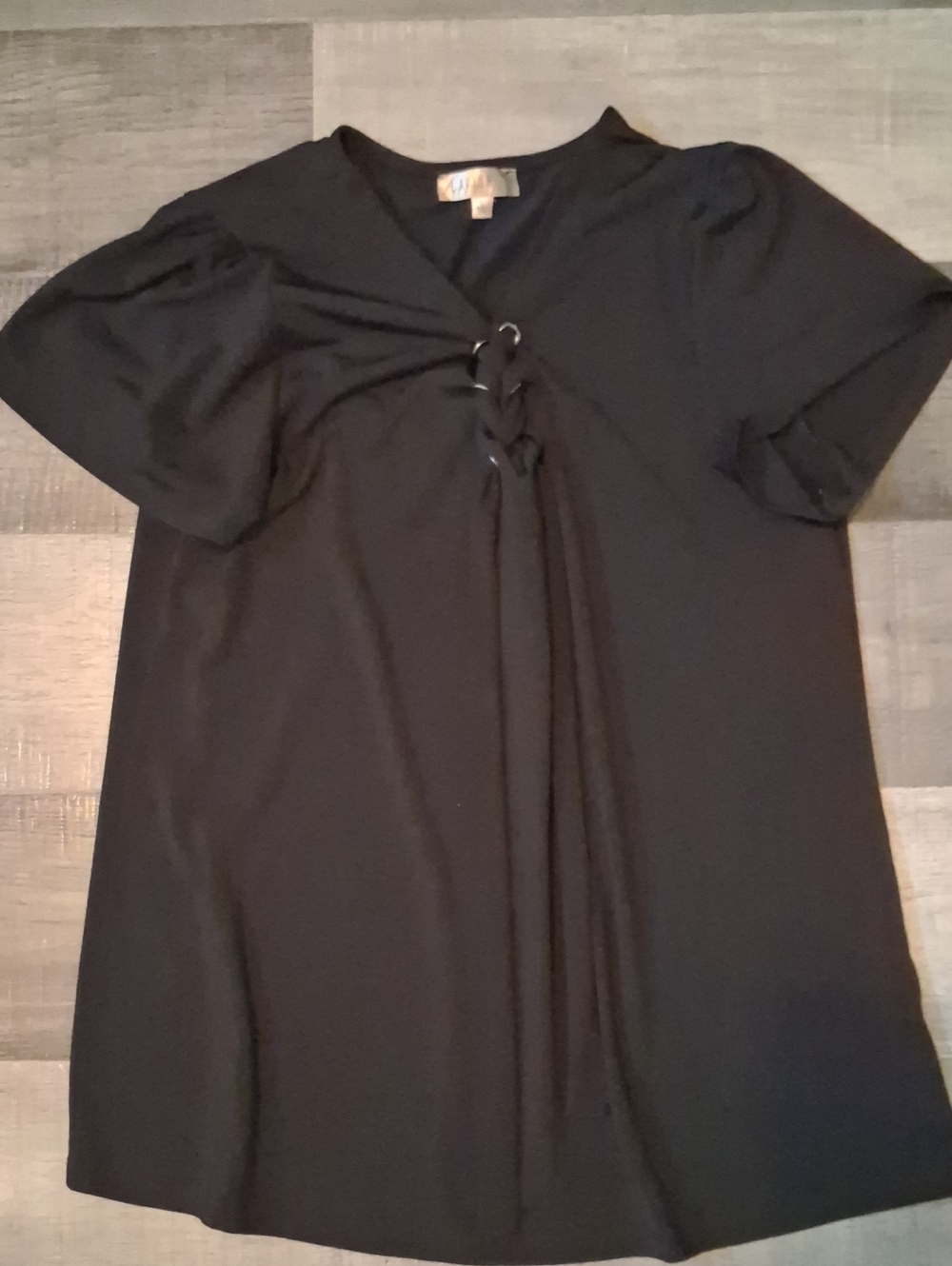 Lavish Black Short Sleeve Lace-Up Tunic